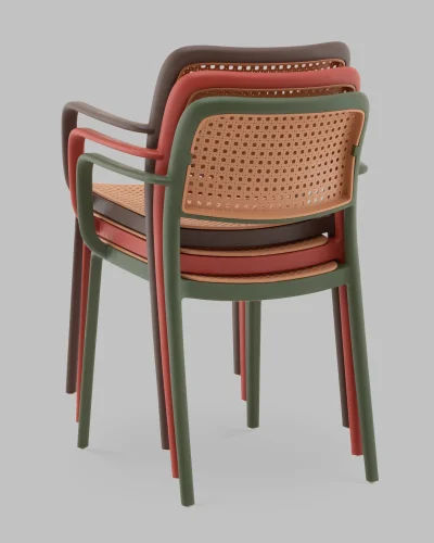 Стул Yona, пластиковый, с подлокотниками, коричневый УТ000040843 Stool Group, коричневый/пластик, ножки/металл/коричневый, размеры - *810**** фото 9