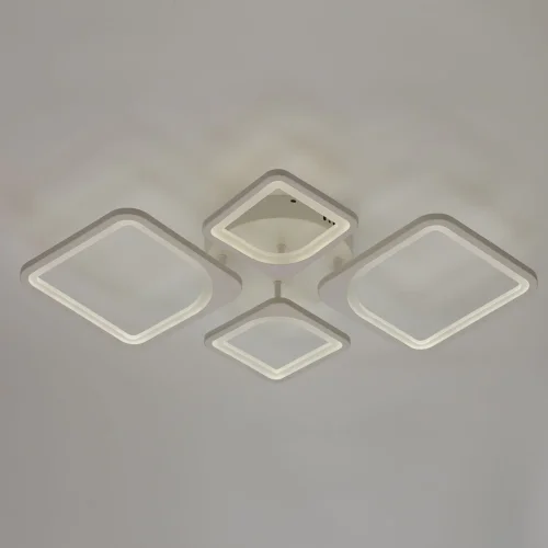 Люстра потолочная LED с пультом Мадлен 424012704 DeMarkt белая на 1 лампа, основание белое в стиле хай-тек с пультом квадраты фото 5