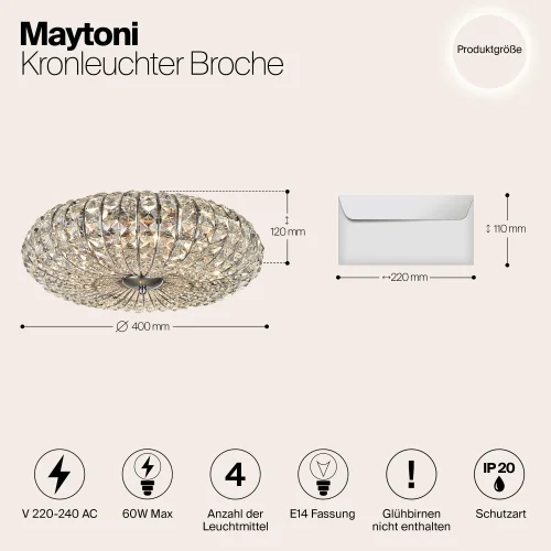 Люстра хрустальная Broche DIA902-04-N Maytoni прозрачная на 4 лампы, основание хром в стиле современный фото 2