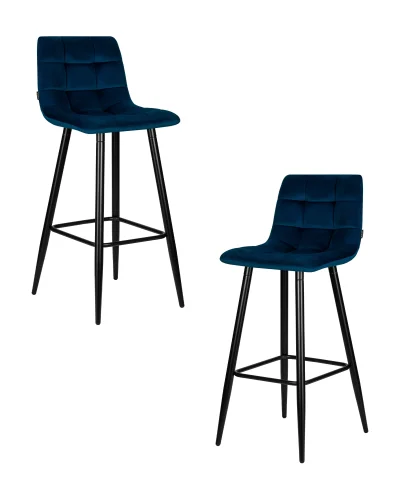 Набор 2 шт Стул барный DOBRIN NICOLE (черные матовые ножки, темно-синий велюр (108-95)) цвет сиденья темно-синий велюр (108-95), черные матовые ножки Dobrin, синий/велюр, ножки/металл/, размеры - *1050****