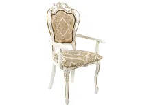 Деревянный стул Bronte молочный / патина 438329 Woodville, бежевый золотой/ткань, ножки/массив бука дерево/молочный, размеры - ****590*550