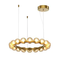 Люстра подвесная LED Ambre MOD331PL-L32BS3K Maytoni янтарная на 1 лампу, основание латунь в стиле современный молекула шар