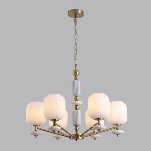 Люстра подвесная Alegra 8334/6 Lumion белая на 6 ламп, основание бронзовое в стиле классический фото 5