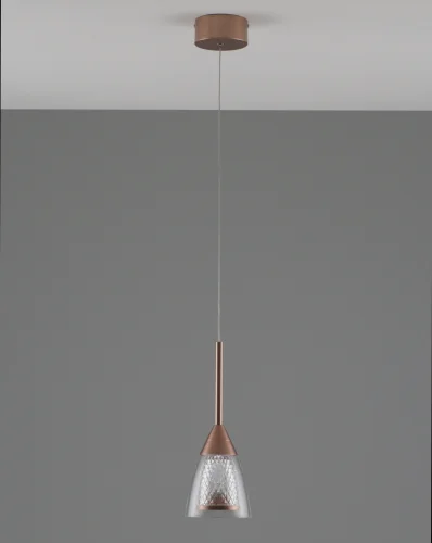 Светильник подвесной LED Leina V10870-PL Moderli прозрачный 1 лампа, основание коричневое в стиле современный  фото 2