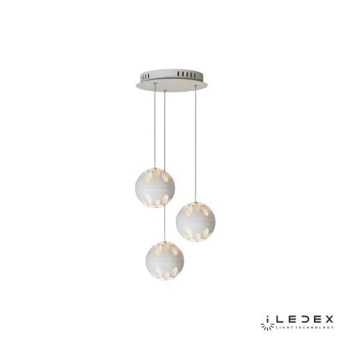 Светильник подвесной LED Mob P1009-3 WH iLedex белый на 1 лампу, основание белое в стиле современный хай-тек каскад шар фото 2