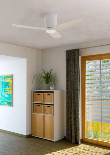 Люстра для вентилятором ЛЕД с пультом Баваро (Bavaro) 35086 Eglo белая на 1 лампу, основание белое в стиле современный хай-тек с пультом фото 4