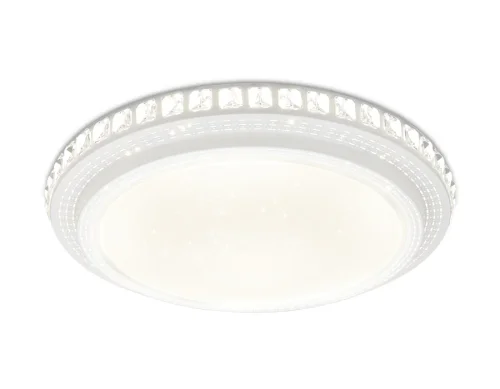 Светильник потолочный LED с пультом Orbital Crystal FF91 Ambrella light белый 1 лампа, основание белое в стиле модерн хай-тек с пультом