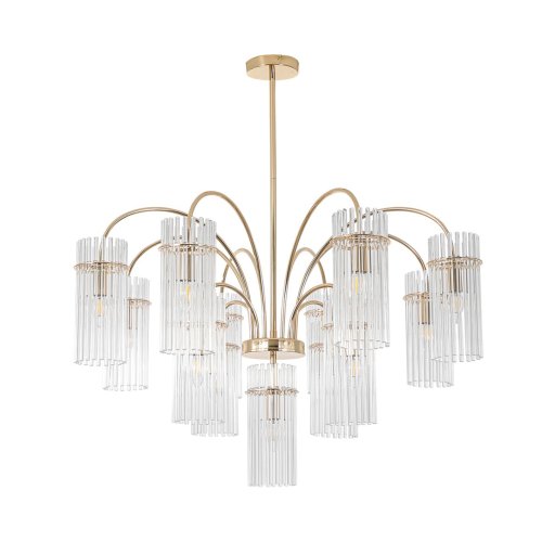 Люстра на штанге Opulenta 8413/13 Lumion прозрачная на 13 ламп, основание латунь в стиле классический Люстра на штанге Opulenta 8413/13 Lumion прозрачная на 13 ламп, основание латунь в стиле классический