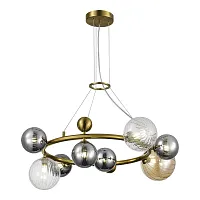 Люстра подвесная Sphere SL1515.303.08 ST-Luce янтарная серая на 8 ламп, основание латунь в стиле современный молекула шар