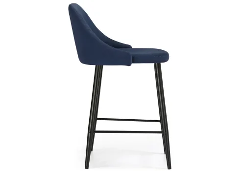 Барный стул Джама темно-синий / черный матовый 448666 Woodville, синий/велюр, ножки/металл/чёрный, размеры - ****460*530 фото 3