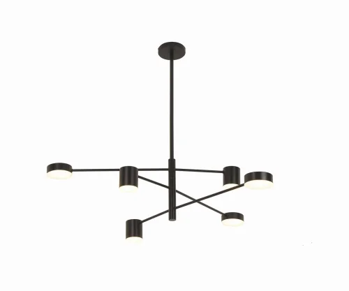 Люстра на штанге LED Мекли 07650-6,19(4000K) Kink Light чёрная на 6 ламп, основание чёрное в стиле современный хай-тек 