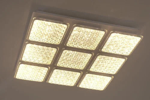 Светильник потолочный LED с пультом 10204/9LED Escada прозрачный 1 лампа, основание белое в стиле современный с пультом квадраты фото 4
