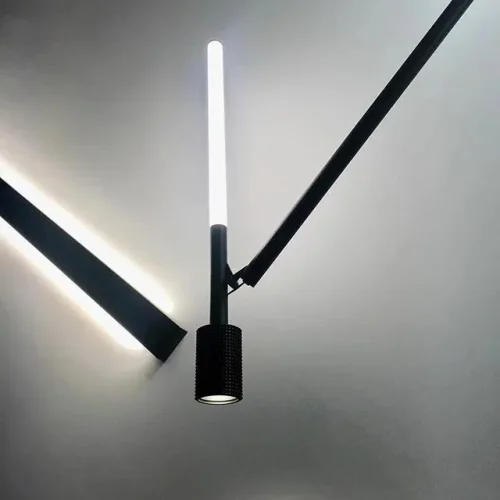 Светильник потолочный на вертикальной стойке IONA LINE Black 10 191924-26 ImperiumLoft прозрачный 10 ламп, основание чёрное в стиле арт-деко современный 