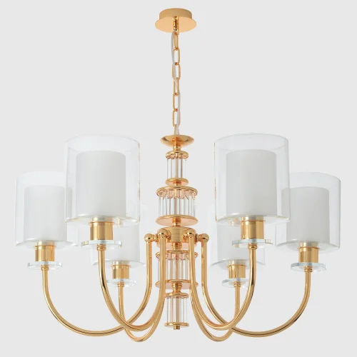 Люстра подвесная ELENA SP6 GOLD Crystal Lux белая прозрачная на 6 ламп, основание прозрачное золотое в стиле современный фото 4