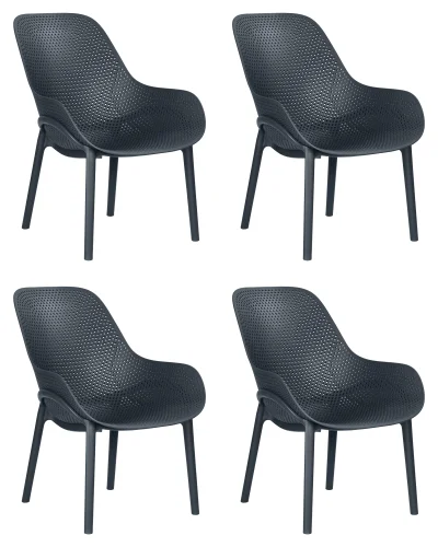 Стул обеденный набор 4 шт. SET-4 756PP-LMZL LONZO, цвет антрацит (GR-12) с УФ-защитой Dobrin, /полимер, ножки/пластик/графит, размеры - *827***580*765