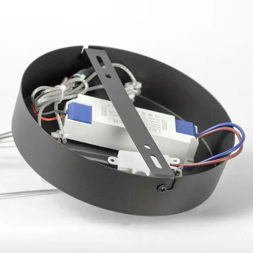 Люстра подвесная LED Hardin LSP-7428 Lussole прозрачная на 1 лампу, основание коричневое в стиле современный хай-тек минимализм кольца фото 7