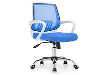 Компьютерное кресло Ergoplus белое / голубое 1971 Woodville, синий/сетка, ножки/хромированный металл/хром, размеры - *1010****