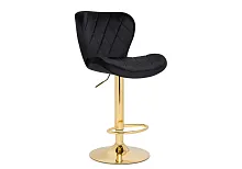 Барный стул Porch black / golden 15506 Woodville, чёрный/велюр, ножки/металл/золото, размеры - *1100***470*530