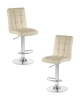 Стул барный набор 2 шт. SET-2 5009-LM KRUGER, цвет сиденья кремовый, цвет основания хром Dobrin, /экокожа, ножки/металл/хром, размеры - 1000*1220***410*560 Стул барный набор 2 шт. SET-2 5009-LM KRUGER, цвет сиденья кремовый, цвет основания хром Dobrin, /экокожа, ножки/металл/хром, размеры - 1000*1220***410*560