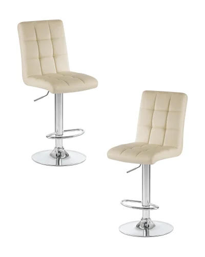 Стул барный набор 2 шт. SET-2 5009-LM KRUGER, цвет сиденья кремовый, цвет основания хром Dobrin, /экокожа, ножки/металл/хром, размеры - 1000*1220***410*560
