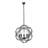 Люстра подвесная V4835-1/5 Vitaluce чёрная на 5 ламп, основание чёрное в стиле лофт 