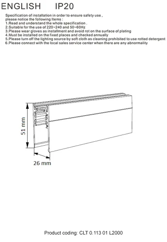 Шинопровод магнитный накладной 2м CLT 0.113 01 L2000 BL Crystal Lux чёрный в стиле современный для светильников серии CLT 0.113 магнитный накладной шинопровод фото 2