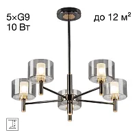 Люстра на штанге Elan CL241151 Citilux дымчатая на 5 ламп, основание чёрное в стиле современный 