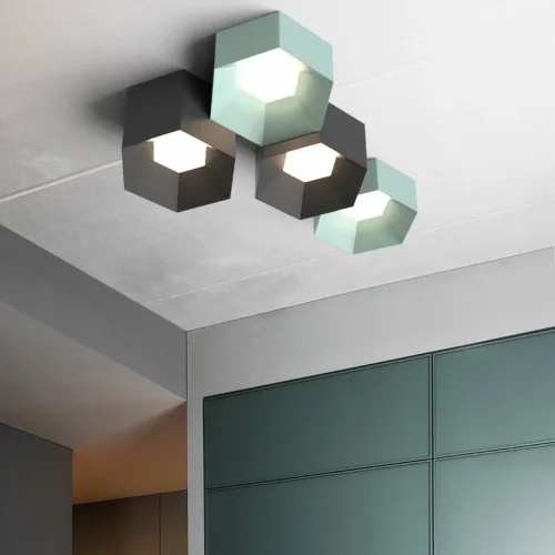 Светильник потолочный HEXAGON A 101669-26 ImperiumLoft зелёный на 3 лампы, основание зелёное в стиле современный фото 10