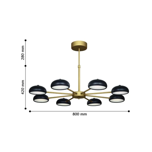 Люстра на штанге LED Salvator 2501-8P F-promo чёрная на 8 ламп, основание золотое в стиле современный  фото 3