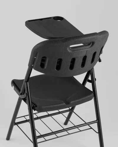 Стул складной банкетный со столиком и полкой черный УТ000040173 Stool Group, чёрный/, ножки/металл/чёрный, размеры - *870***810*530 фото 7