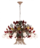 Люстра подвесная Fiori di rose 1760.12 Lucia Tucci белая на 12 ламп, основание разноцветное золотое в стиле флористика прованс 
