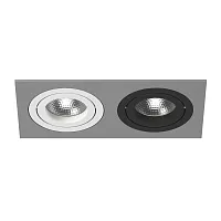 Светильник точечный Intero 16 Double Quadro i5290607 Lightstar чёрный белый 2 лампы, основание серое в стиле модерн хай-тек 