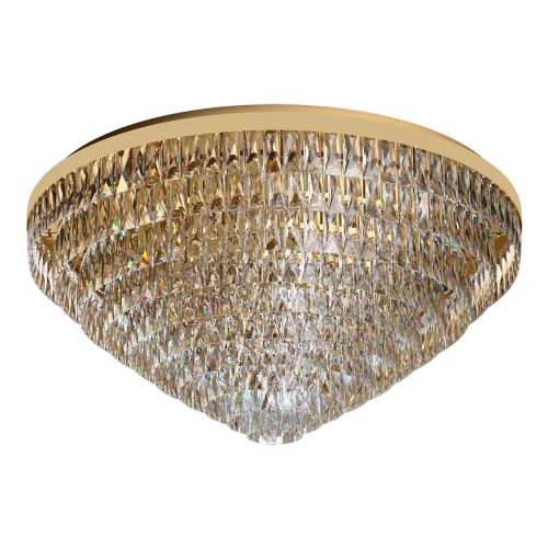 Люстра потолочная хрустальная Valparaiso 39461 Eglo прозрачная на 25 ламп, основание золотое в стиле классический 