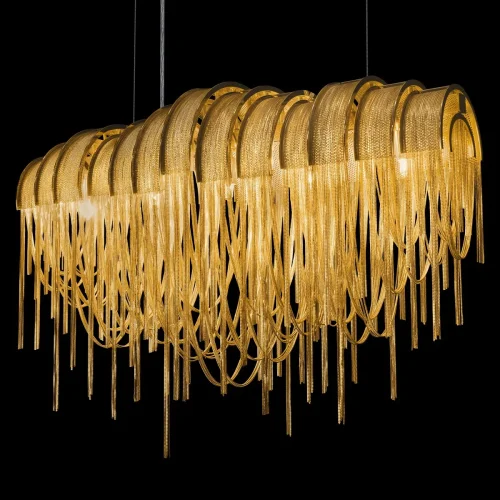 Люстра подвесная Volver 10404/720L GD LOFT IT золотая на 5 ламп, основание золотое в стиле арт-деко цепочки фото 8