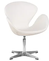 Кресло дизайнерское 69A-LMO SWAN, цвет сиденья белый (P23), алюминиевое основание Dobrin, белый/ткань, ножки/металл/алюминий, размеры - ****710*600
