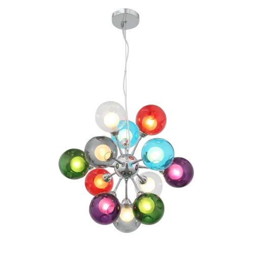 Люстра подвесная DUALITA SL431.153.12 ST-Luce белая разноцветная на 12 ламп, основание хром в стиле модерн шар