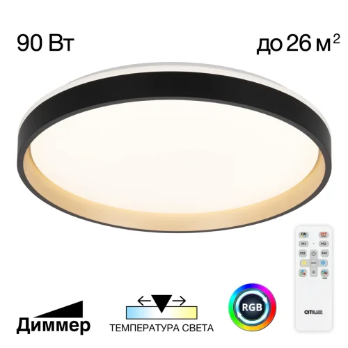 Светильник потолочный LED с пультом Enzo CL753511G Citilux белый на 1 лампу, основание чёрное в стиле современный с пультом