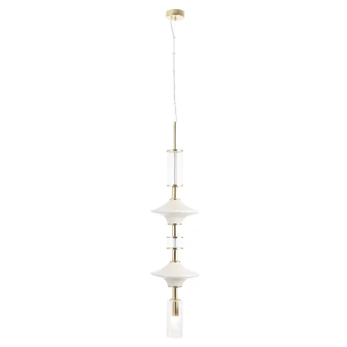 Светильник подвесной VALENCIA SP1.3 GOLD Crystal Lux прозрачный белый 1 лампа, основание золотое в стиле современный 