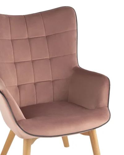 Кресло Манго, велюр, розовый УТ000034978 Stool Group, розовый/велюр, ножки/дерево/коричневый, размеры - ****710*820мм фото 2