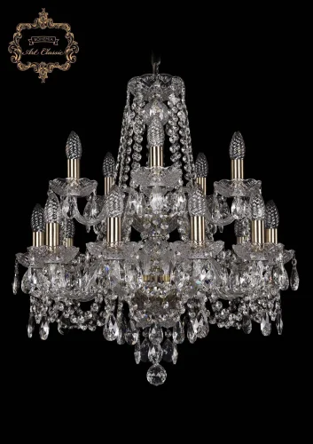 Люстра подвесная хрустальная 11.11.10+5.195.2d.Br.Sp Bohemia Art Classic прозрачная на 15 ламп, основание бронзовое в стиле классический 
