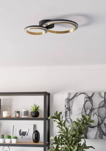 Светильник потолочный LED Calliera 901223 Eglo чёрный матовый латунь на 1 лампу, основание чёрное матовое латунь в стиле современный хай-тек фото 5