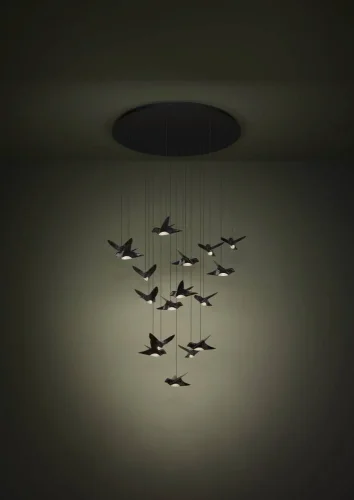 Светильник подвесной LED DIMM Paratebueno 390352 Eglo чёрный на 17 ламп, основание чёрное в стиле флористика современный каскад фото 2