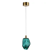 Светильник подвесной Gemme 7110/4LC Odeon Light зелёный на 1 лампу, основание бронзовое в стиле классический современный выдувное