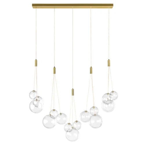 Светильник подвесной LED Pop it 10270/S15 LOFT IT прозрачный на 15 ламп, основание золотое в стиле современный каскад