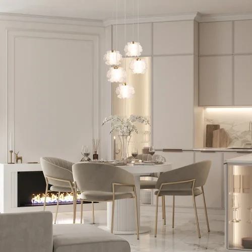 Светильник подвесной LED Flower FR5579PL-L40BS Freya прозрачный на 1 лампу, основание латунь в стиле современный каскад фото 2