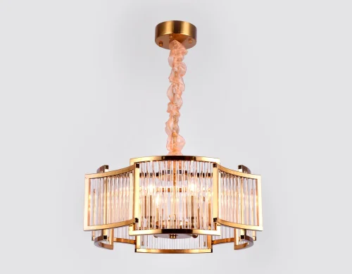 Люстра подвесная Traditional TR5368 Ambrella light прозрачная на 6 ламп, основание золотое в стиле классический  фото 5