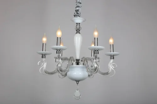 Люстра подвесная Alvara OML-79303-06 Omnilux без плафона на 6 ламп, основание белое в стиле классический  фото 2