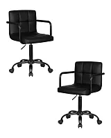 Офисное кресло набор 2 шт. SET-2 9400_BlackBase-LM TERRY BLACK, цвет чёрный Dobrin, /экокожа, ножки/металл/чёрный, размеры - 810*950***580*580