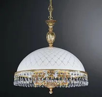 Люстра подвесная  L 7100/48 Reccagni Angelo белая на 5 ламп, основание золотое в стиле классический 