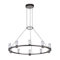 Люстра подвесная LED Defance 7143/70L Odeon Light прозрачная на 8 ламп, основание серое чёрное в стиле современный классический 